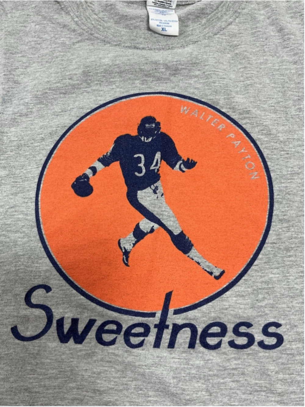 Adult Excellent Condition Gildan Pullover T Shirt XL Gray Walter Payton - Picture 3 of 6